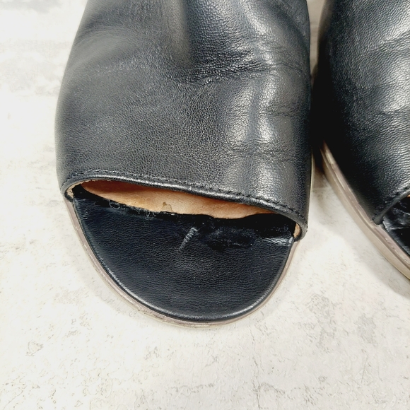 NEW Gabor Black Leather Slip On Block Heel Ankle Bootie Sandals W251 - Picture 12 of 13